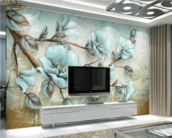 Пользовательские фотообои beibehang настенная роспись flowers blossom ретро цветы и птицы современный минималистичный абстрактный фон стены