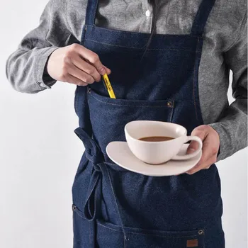 Джинсовый кухонный фартук унисекс с карманами для мужчин и женщин для приготовления пищи, садоводства, росписи шеф-повара Unim Pinae