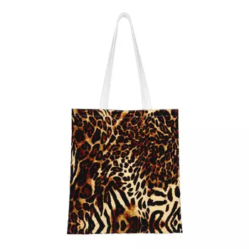 Женские сумки через плечо LEOPARD Fine Art Tiger с абстрактным мехом, сумка через плечо в стиле джунглей Харадзюку, модная холщовая сумка большой емкости