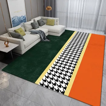 Геометрический абстрактный ковер в виде хаундстута для декора спальни, ковры для гостиной, домашний нескользящий коврик, коврик для дивана, коврики