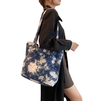 Tie Dye Shopper Многоразовая Складная Продуктовая сумка Harajuku, Портативная сумка через плечо большой емкости, которую можно стирать в машине, Холщовая сумка-тоут