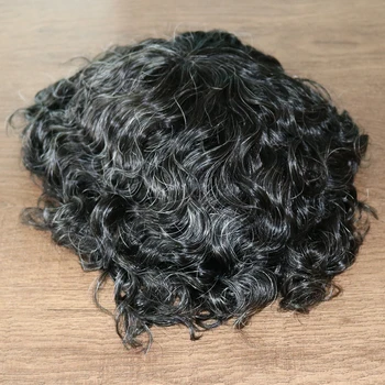 Парик 20 мм мужской волосяной блок Черный мужской кудрявый парик из 100% человеческих волос афроамериканский парик для мужчин из поликожи