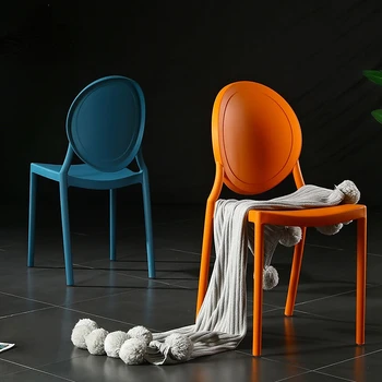 Скандинавский Современный стул с простой спинкой, Удобные Легкие обеденные стулья класса люкс для взрослых, Модный Универсальный пластиковый стул для столовой