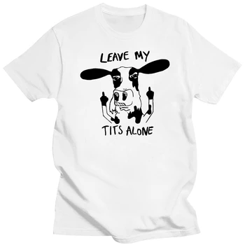 Мужская забавная футболка, Модная футболка, Оставь Мои Сиськи В Покое, Версия Молочной Коровы, Женская футболка
