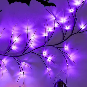 Лампа на Хэллоуин, декоративная лампа, водонепроницаемая лампа на батарейках, светодиодная лампа в виде веточки ивы на Хэллоуин с несколькими режимами Фотосъемки