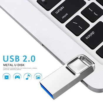 USB2.0 флешка 128 гб металлический u диск для хранения данных usb-накопитель 32 гб 64 гб 128 гб memorias usb брелок для ключей memory stick для ПК