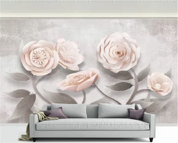 Современный 3D розовый трехмерный модный цветочный фон для дивана в спальне, украшение для дома, настенная роспись, обои из папье-маше, беханг