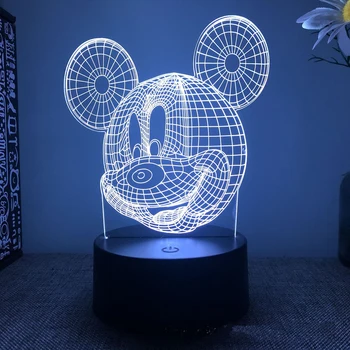 Disney Mickey Mouse 3D Night Light LED 7 цветов, меняющие цвет Фонари, украшения для спальни, Игрушки, подарок для детей на День рождения