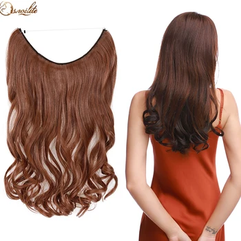 S-noilite 20 Дюймов Невидимая Проволока Без Зажимов Для Наращивания Волос Secret Fish Line Hair Piece Вьющиеся Волнистые Волосы для Наращивания для Женщин