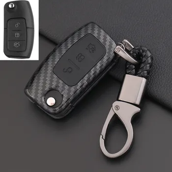 Чехол-бумажник для автомобильных ключей из углеродного волокна с дистанционным управлением для Ford Fiesta Focus 2 Ecosport Kuga Falcon Escape C Max Ka с 3 кнопками smart nice touch