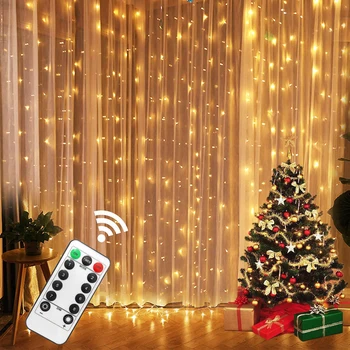 1/2 метра светодиодных оконных штор, 8 режимов освещения с дистанционным управлением, водонепроницаемый сказочный светильник с питанием от USB для рождественского украшения