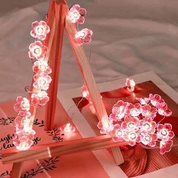 Гирлянды с вишневым цветом, 20/30 светодиодов, Розовая Цветочная фея, работающая на батарейках, для праздничного декора Рождественской свадебной вечеринки.