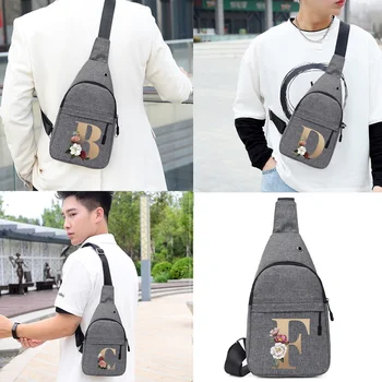 Мужская сумка-нагрудник Canva Sport Crossbody, мужская сумка через плечо, нагрудная сумка для мобильного телефона, сумочка с золотым буквенным принтом.
