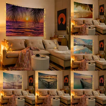 Декор настенной комнаты из гобеленов, Пляжный пейзаж, Домашняя гостиная, Подвесная фоновая ткань