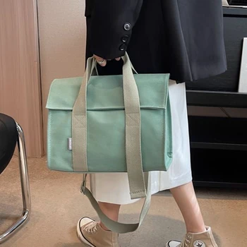Женские сумки большой емкости, холщовые сумки через плечо, модная женская сумка-мессенджер, школьные сумки зеленого / черного / белого цвета