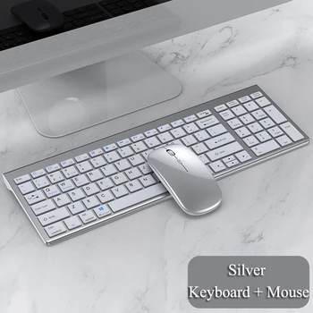 Беспроводная Клавиатура Bluetooth Трехрежимная Бесшумная Полноразмерная Беспроводная Клавиатура и Комбинированная Мышь для Ноутбука Ноутбук Настольный ПК Планшет