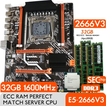 Материнская плата Atermiter DDR3 Turbo Combo Kit Комплект XEON E5 2666 V3 LGA 2011-3 CPU 4шт X 8 ГБ = 32 ГБ 1600 МГц DDR3 Memory REG ECC Ram