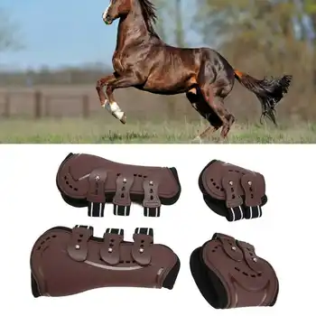 Защита ног лошади, Амортизирующие защитные Легкие Регулируемые сапоги для верховой езды на передних и задних ногах лошади для прыжков