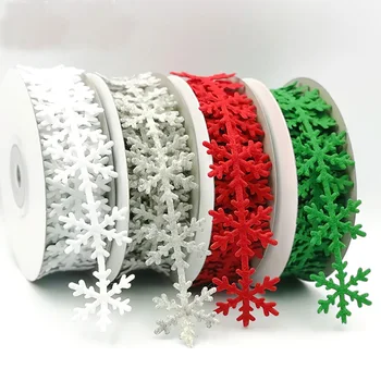5 метров/ рулон Рождественских лент в виде снежинок, кружевной набор для изготовления банта, подарочная упаковка 