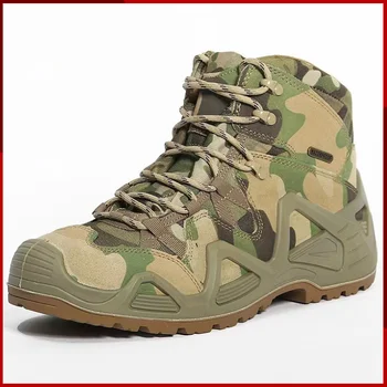 2023 Камуфляж средней длины, мужские армейские ботинки, нескользящая теплая тактическая обувь для пустыни, Женская походная обувь для горных прогулок на открытом воздухе.