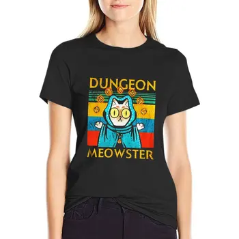 Винтажная футболка Cat Dungeon Meowster, летние топы, забавные футболки для женщин