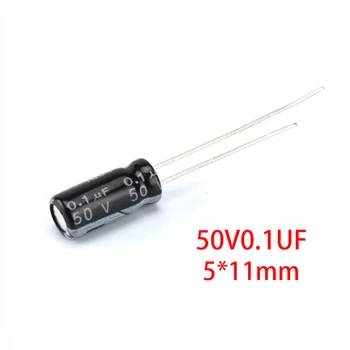 50ШТ Высокое качество 50V0.1UF 5 * 11 мм 0,1 МКФ 50V 5 * 11 Электролитический конденсатор