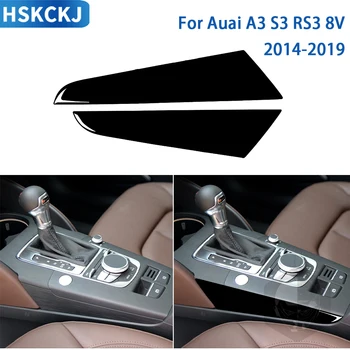 Для Audi A3 S3 RS3 8V 2014 2015 2016 2017 2018 2019 Аксессуары Для салона автомобиля, наклейка для отделки боковой панели, глянцевый черный пластик