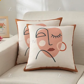 Новая абстрактная хлопковая льняная подушка Nordic linen офисный диван автомобильная подушка фирменный подарок может быть напечатан с логотипом