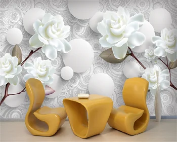 Пользовательские обои изысканная мода цветок гибискуса мяч 3D трехмерная роскошная гостиная спальня ТВ фон настенная роспись