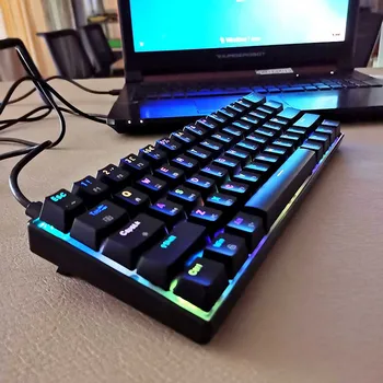 60% TKL 62 Mix ABS Daul Injection Keycaps RGB Механическая Игровая Клавиатура Cyan Axis Проводная Черная Геймерская Клавиатура Настольное Оборудование