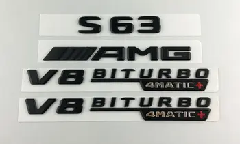 for S63 V8 4MATIC + Schwarz Matte Briefe Emblem Aufkleber für S 63 V8 4MATIC+