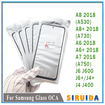10 шт. Стекло с Клеем OCA Для Samsung Galaxy J6 J6 + J4 A6 A6Plus A530 A730 A8 A8 + 2018 Замена Сенсорного Переднего внешнего экрана LCD