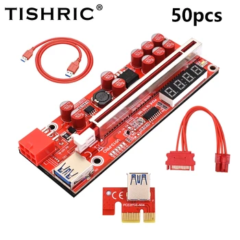 TISHRIC 50ШТ Riser 013 Molex Card GPU Miner Майнинг PCI От 1X До 16X Удлинитель Адаптер USB3.0 6Pin PCIE Riser Для Видеокарты Bitcoin