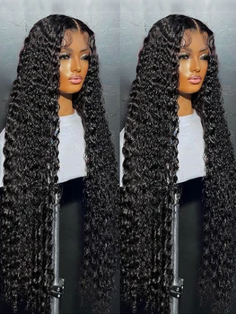 Вьющиеся человеческие волосы 13x6 HD Кружевной Фронтальный парик Бразильская Глубокая волна 13x4 Кружевные Фронтальные парики из человеческих волос для женщин, предварительно выщипанные в продаже