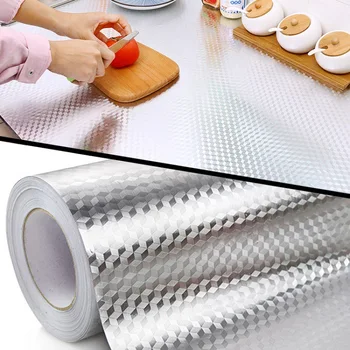 Кухонные маслостойкие водонепроницаемые наклейки из алюминиевой фольги, кухонная плита, шкаф, самоклеящаяся наклейка на стену, обои своими руками papel tapiz