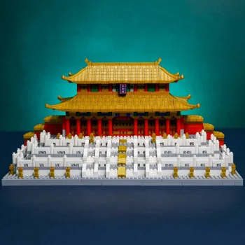 Игрушка для детей Зал Высшей Гармонии Императорский дворец 3D Модель Алмазные блоки Кирпичи Здание традиционная архитектура Китая