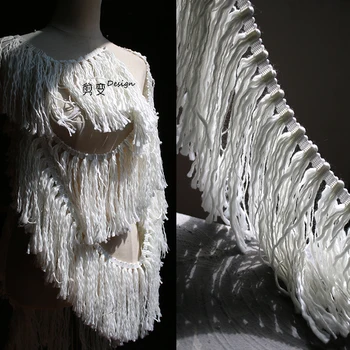 Шерстяная кружевная ткань с бахромой 2 м / лот, креативный декоративный шерстяной подол, манжеты юбки, аксессуары для одежды, дизайнерская ткань для пэчворка