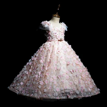 2023 новое платье принцессы с цветочным рисунком для девочек, летние модные вечерние платья для девочек хорошего качества от 1 до 12 лет E384