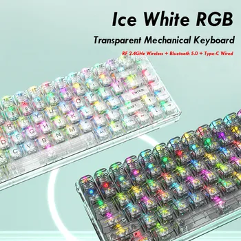Беспроводная механическая клавиатура Bluetooth Прозрачная прокладка Индивидуальная проводная RGB-розетка Kaihua Jellyfish