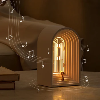 2023 Креативная музыка Bluetooth Ночник Скульптуры Рамка Светодиодная световая коробка Подарочная Декоративная настольная лампа Рождественский декор для дома