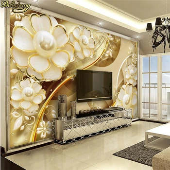 пользовательские фотообои beibehang, большая настенная роспись, наклейки на стену, роскошные ювелирные изделия, цветочный фон для телевизора, обои для стен, декор