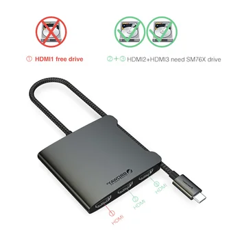 Адаптер MST USB C ДЛЯ Тройного HDMI-дисплея Монитора ноутбука Type C