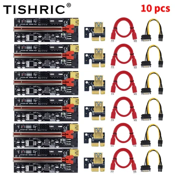 10ШТ TISHRIC Новейшая 6 Светодиодная Карта PCIE Riser 009s Plus Mining Super Version PCI Express Extension PCIE X16 Riser Card для майнинга