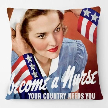 Стань медсестрой, ты нужна своей стране, Американская патриотическая наволочка, винтажный плакат, искусство домашнего декора, наволочка