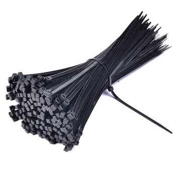 Самоблокирующиеся пластиковые нейлоновые кабельные стяжки, 100шт черных кабельных стяжек, закрепляющих петлю кабеля, различные характеристики