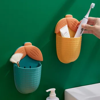 Мультфильм кукуруза ванная комната самоклеющиеся настенные полки прикроватные дистанционного управления органайзер для макияжа полка для зубной щетки 
