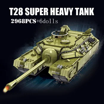 2986 шт. Военные строительные блоки тяжелого супер танка США T28 для оружия Второй мировой войны Армейские Технические Кирпичи Детские игрушки Подарки для мальчиков