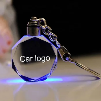 Светодиодная подсветка, брелок для ключей с хрустальной бутылкой, брелок с логотипом автомобиля, брелок для ключей Toyota Honda Opel Chevrolet seat Ford Volkswagen Kia Mazda Mitsubi