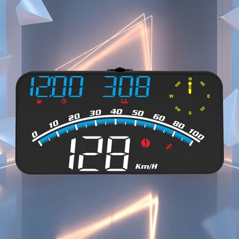 Проектор скорости автомобиля на лобовом стекле с диагональю 5,5 дюйма, Цифровой спидометр температуры воды, км/ч, автомобильный GPS-проектор HUD на лобовом стекле для всех транспортных средств