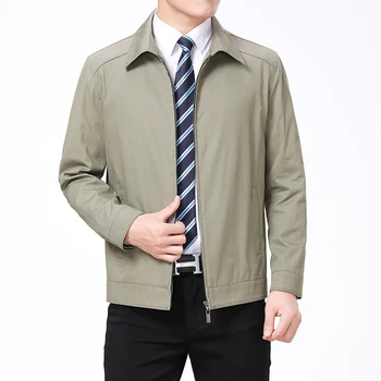 Мужская куртка, модные весенние куртки, мужская осенняя деловая куртка, ветровка, повседневное пальто, Однотонная мужская одежда на молнии с отложным воротником